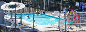 Guests in the swimming pool on a summer afternoon